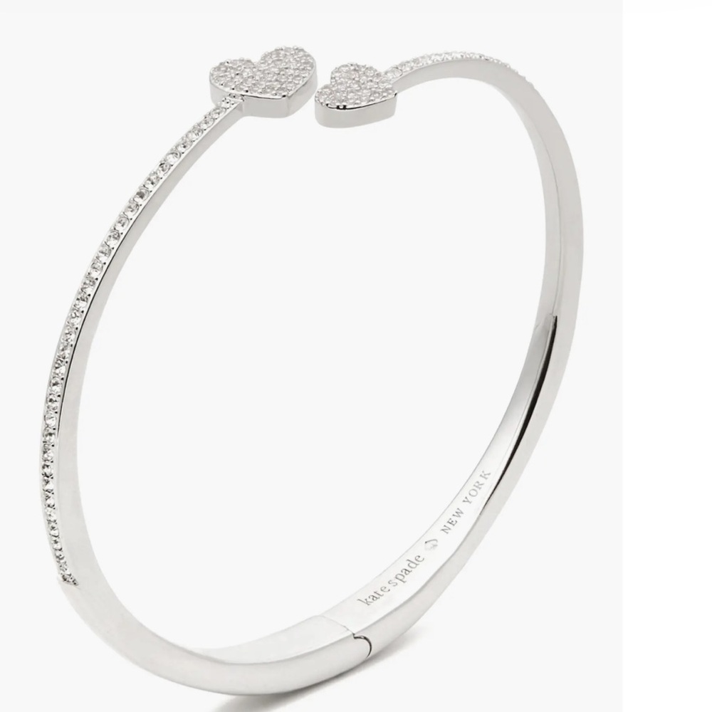 $58 Kate Spade Pave Heart Open Hinge Cuff Bracelet - Picture 3 of 6